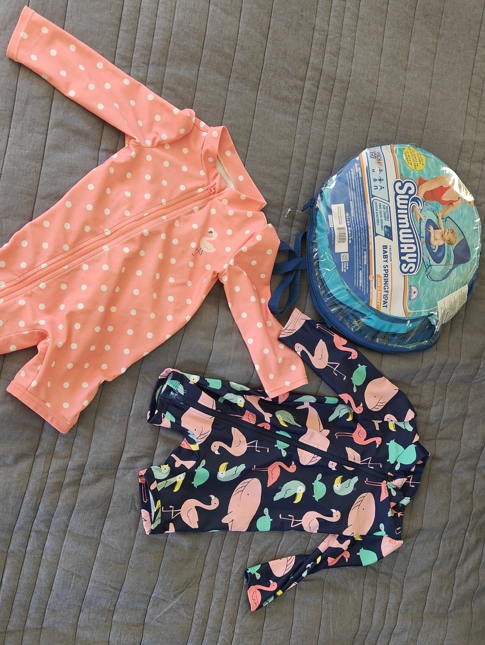 Swimways Baby Spring Float With Sun Canopy And 2 Baby Swimsuits Size 18 Months